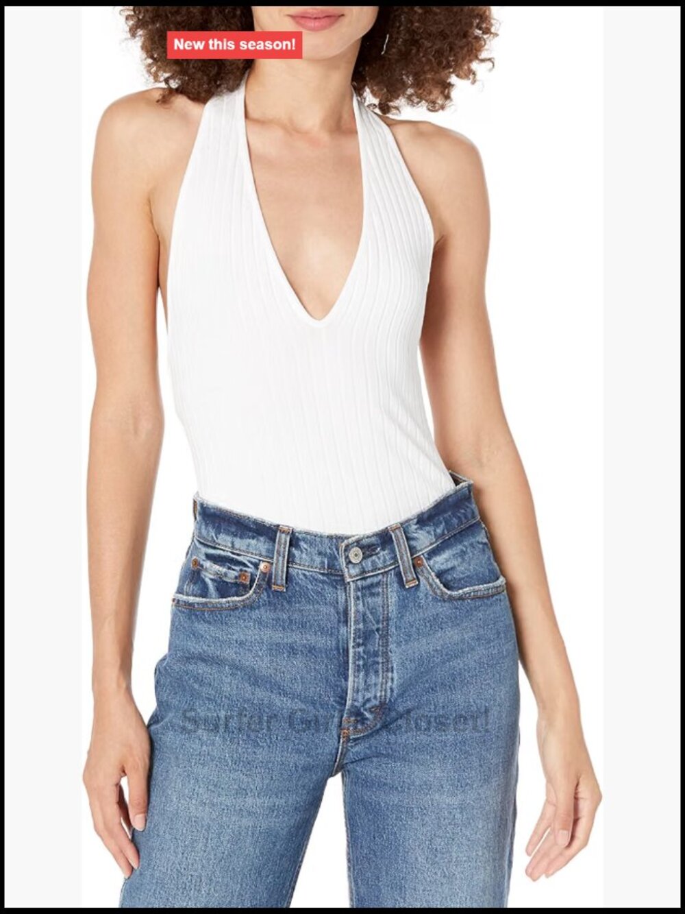 Vince Ribbed Halter Tank Top Cotton Blend Sleeveless
